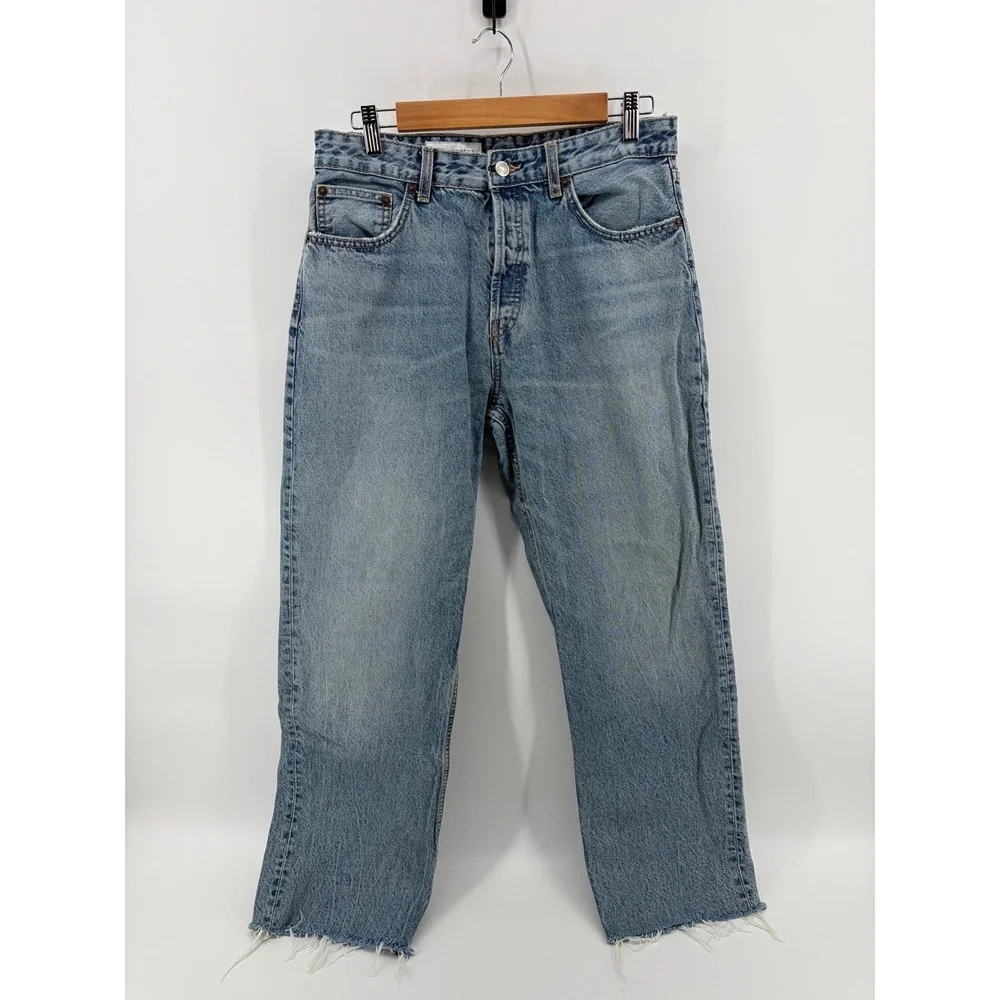 Zara Medium Wash Jeans, Button Fly, Women's Size 8, Pre-Owned